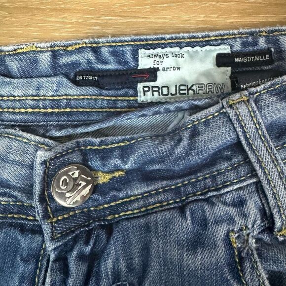 Projek Raw Men's 34 Distressed Straight Leg Jean Light Wash Denim 100% Cotton - Picture 4 of 10